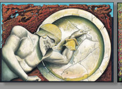 Sterbender Spartaner, 2006, 20,7 x 29 cm, Mischtechnik auf Karton, Privatbesitz