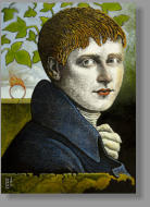Vorstudie Portrait, Heinrich von Kleist, 2011, 41 x 30 cm,Druck und Öl auf Karton, Privatbesitz