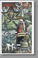 Opa Jonas und die Sesselfurzer, 2012, 30 x 18,5 cm, Federzeichnung und Mischtechnik auf Karton